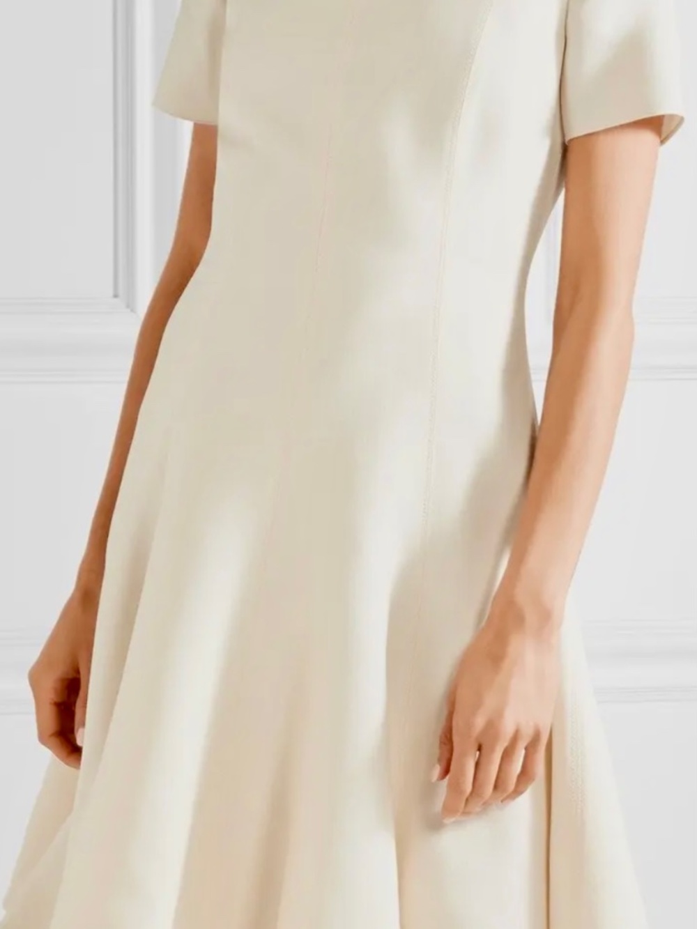 Valentino Cream/Off White Wool and Silk A line Midi Dress - Picture 2 of 7